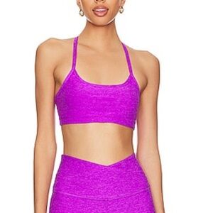 Beyond Yoga Space Dye Slim Racerback Sports Bra in Vivid Plum Heather